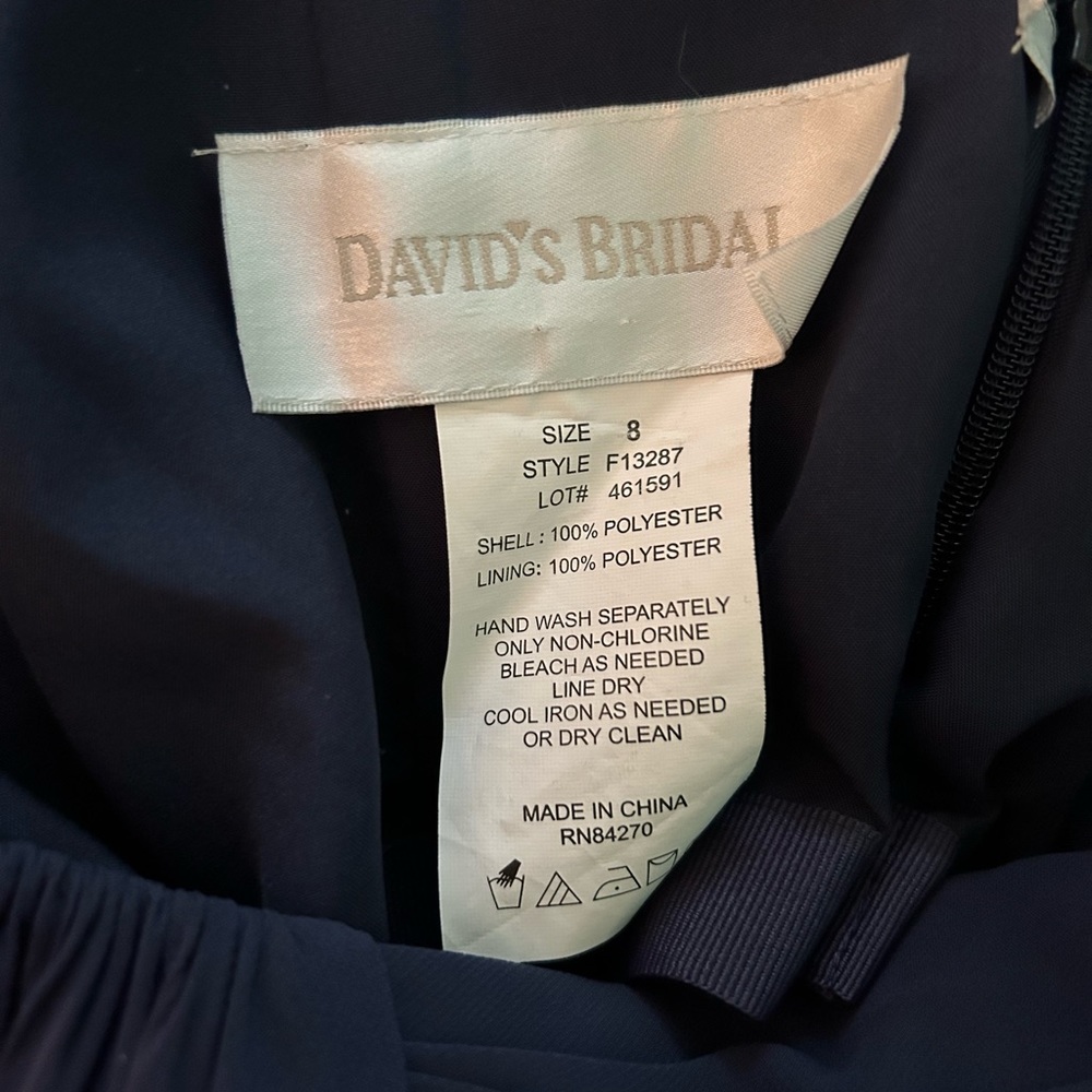 David’s Bridal Strapless Navy Blue Bridesmaids/Prom Dress - Picture 5 of 6